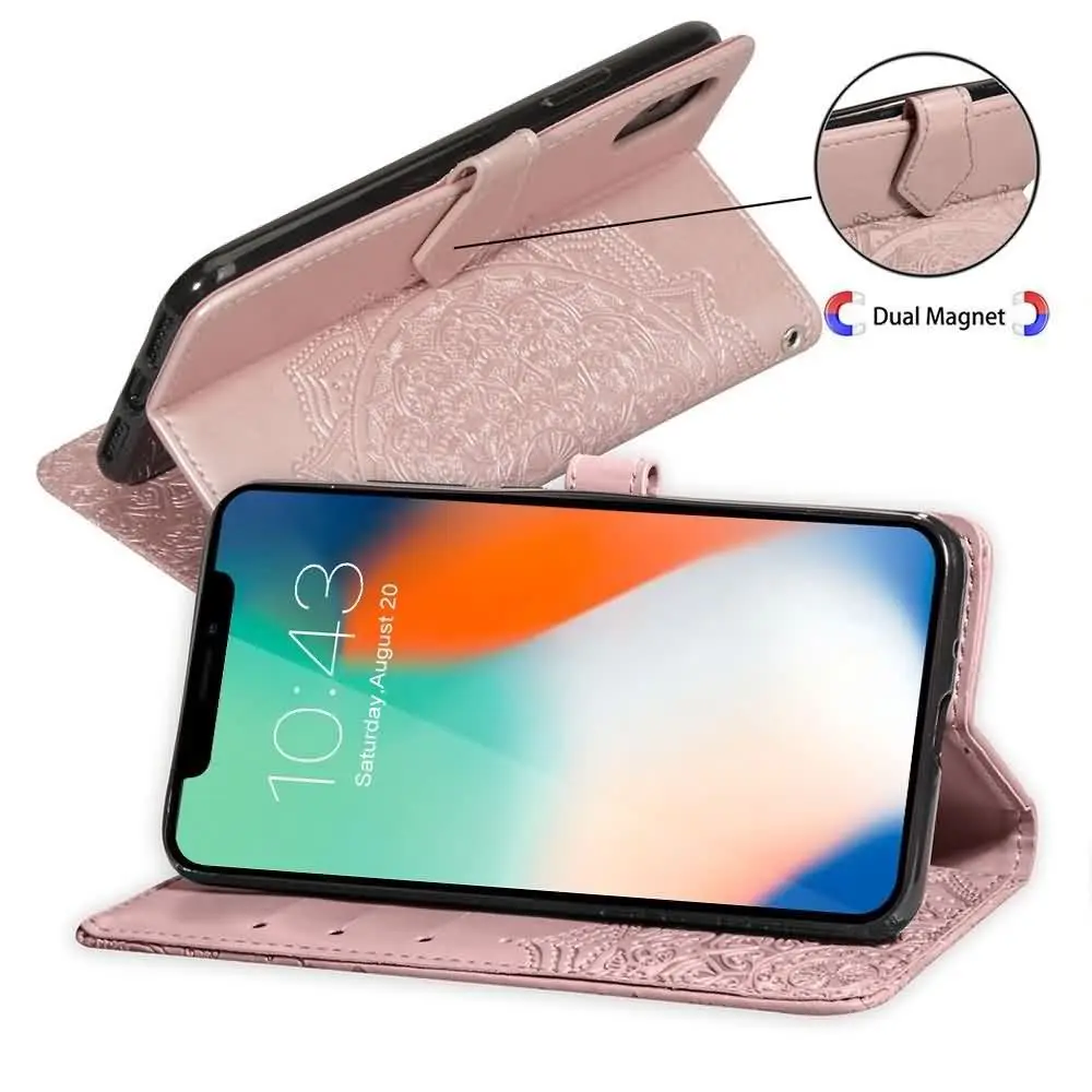 LLZ.COQUE Mandala Flower PU Leather Magnetic Wallet Cover for Iphone Xr XS MAX X 5 5S SE 6 6S PLUS 7 8 Case Apple Capas | Мобильные