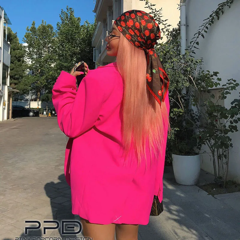 2 Color Recommended Pink Retro Blue OVERSIZE Loose Silhouette After Split Half Skirt Suit Jacket | Женская одежда