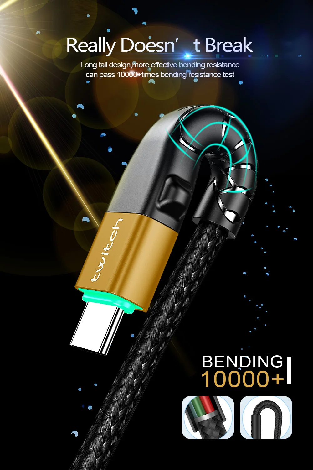 Кабель Twitch 3а usb type-C для samsung S9 S10 huawei P30 Xiaomi A2 Redmi Note 8 Quick Charge 3,0 кабель USB C для быстрой зарядки телефона