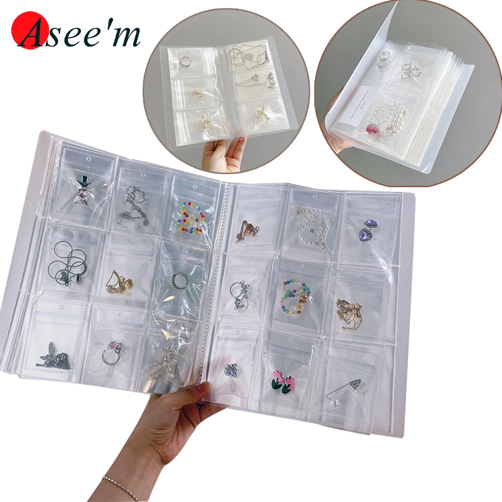 Прозрачный органайзер для ювелирных изделий портативная книга колец сережек