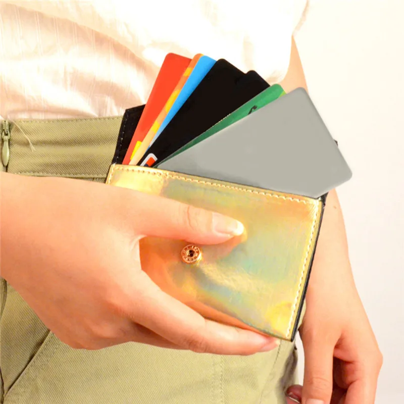 Лазерный блестящий кошелек для монет девочек женский простой карт маленький