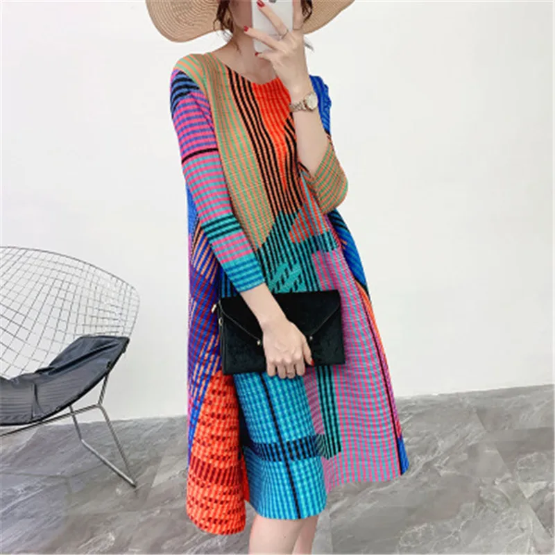 Женская одежда Miyake fold 2020 Большие Размеры свободное платье темперамент покрывает