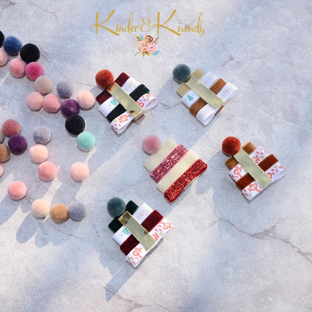 2019 Baby Toddler Kids Wool Bow Tiny Petite Dainty Hairpin Chirstmas Hair Clips Vintage For Girls Party life | Детская одежда и