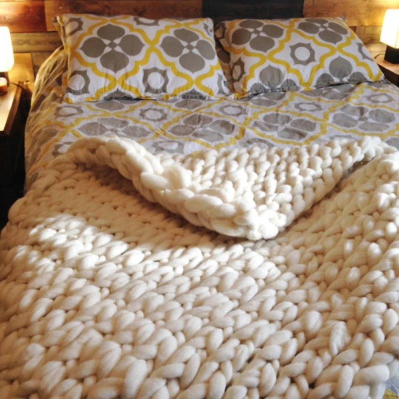 

Acrylic Knitted Thick Multicolor Rough Blanket Woven Hand Knitted Sofa Bed Blanket Autumn/Winter Blanket