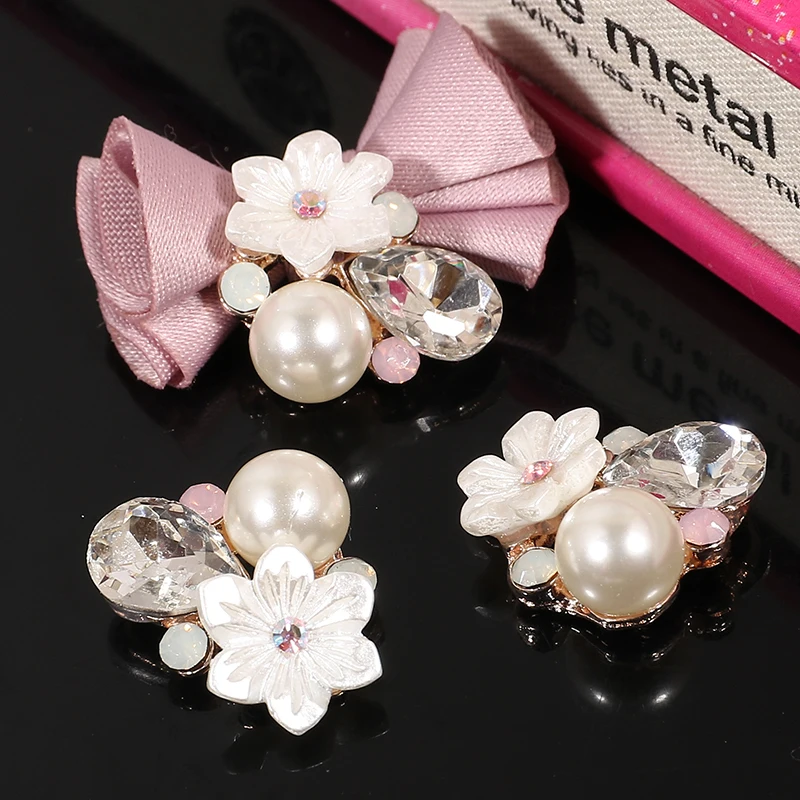 2016New 50 шт Стразы с украшением в виде цветов и пуговицами для Сделай Сам DIY бигуди