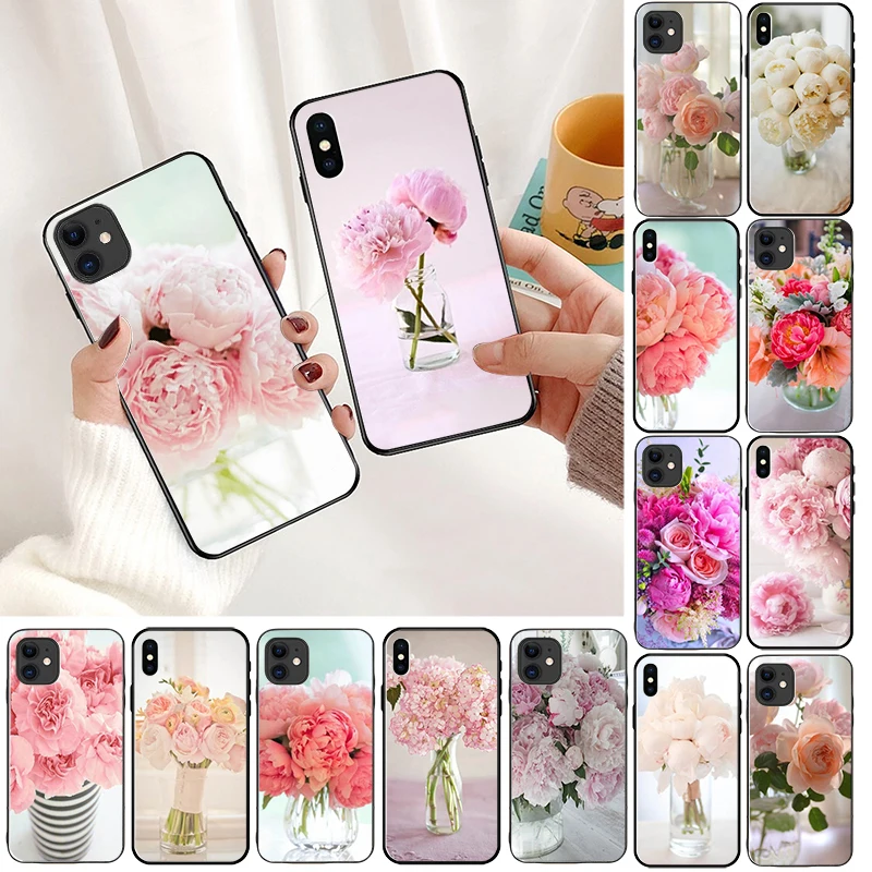 Мягкий чехол из ТПУ для телефона iPhone X XS MAX 6 6S 7 7plus 8 8Plus 5 XR 11pro max розовый цветочный