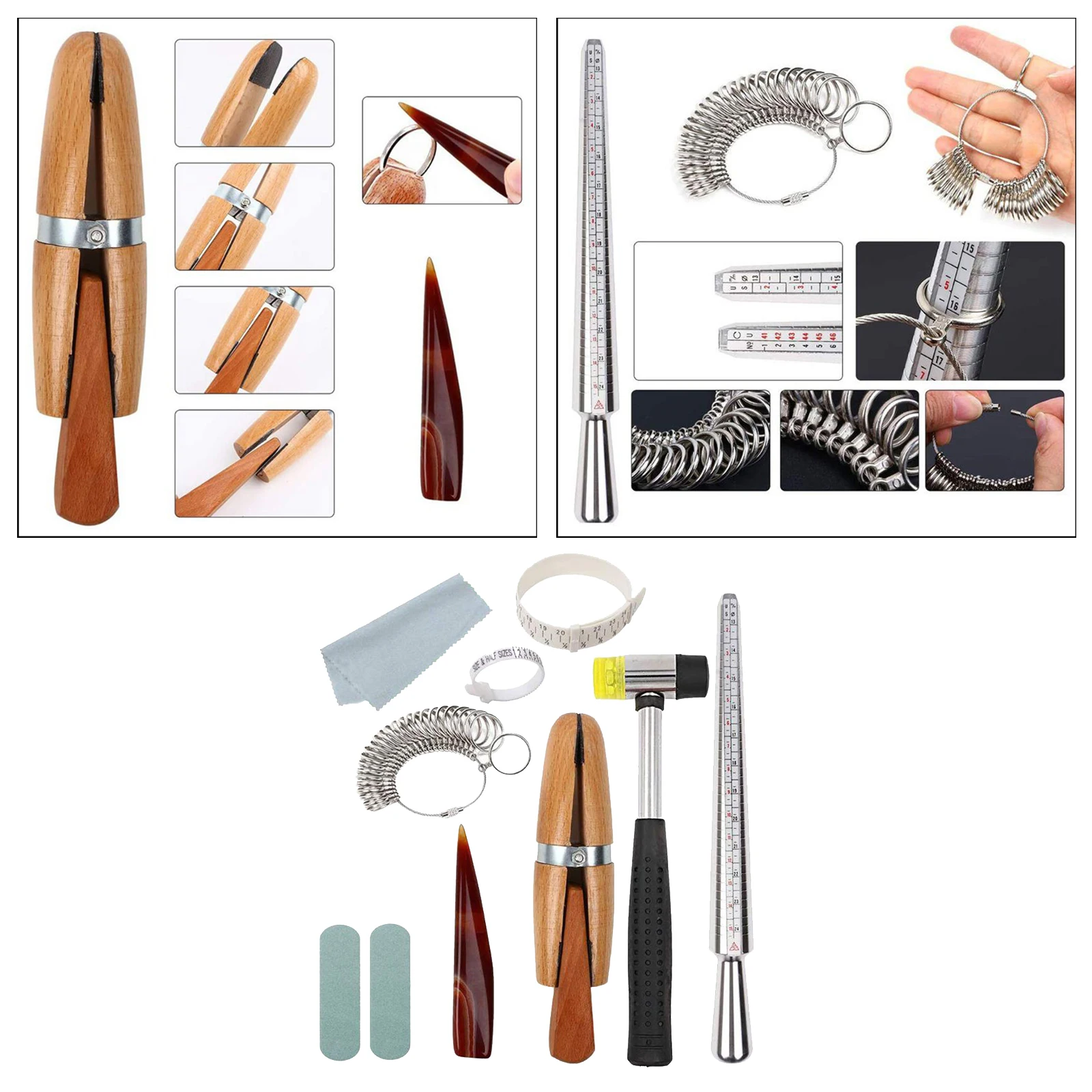 

11 Pieces Professional Jewelry Tool Measuring Stick Mandrel Sizer Set