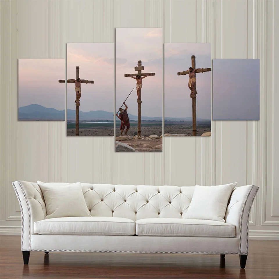 

Modern Abstract Canvas Painting 5 Panel Soldier Jesus Wall Art Pictures Home Decor Living Room Modular HD Printed Poster Frame