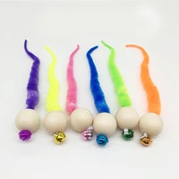 bell balls cat toys pet wooden ball head plush tail cat toy bell sounding kitten bite toys pet chewing toys cat accessories