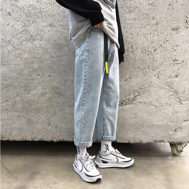 

Spring And Autumn Jeans Men's Loose Old Dad Retro Trendy Simple Fashion Casual Nine Point Straight Pants