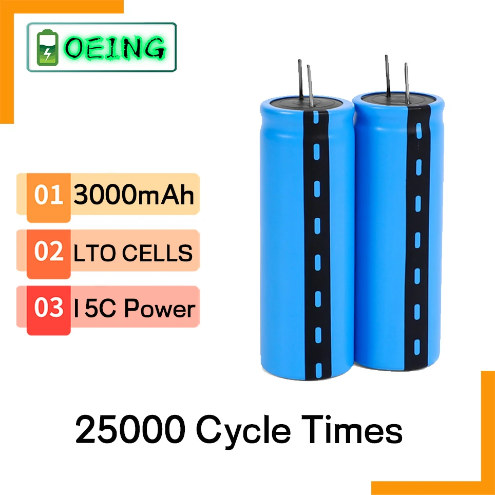 

NEWEST 2.4V 3000mAh LTO 23680 Lithium Titanate Cell 15C Power Rechargeable Low Temperature Battery Cells 25000 Cycle Times