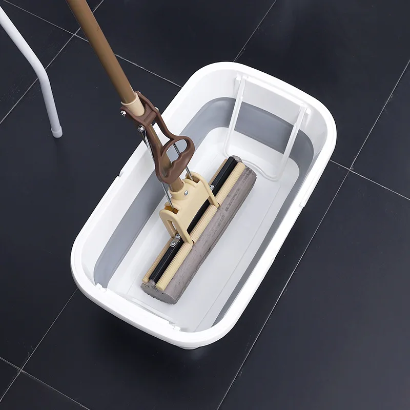 

Folding Floor Mop Bucket Square Multi-function Shopping Basket With Handle Travel Car Camping Wash Bucket Household Tool