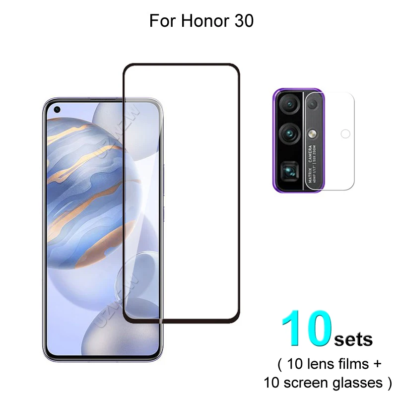 

10 комплектов для Honor 30 Защита для экрана защитное закаленное стекло Взрывозащищенная и пленка для объектива камеры