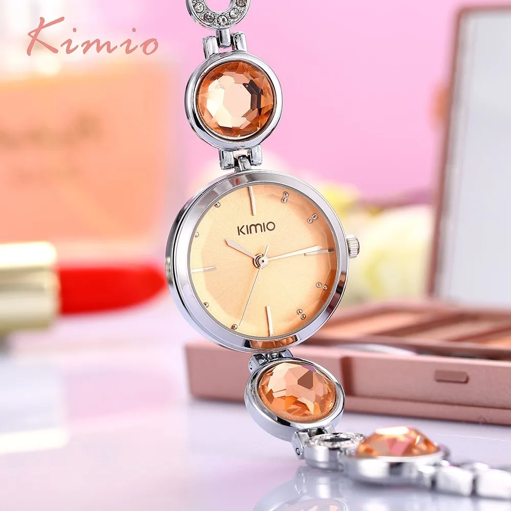 KIMIO Fanshion качественные кварцевые часы с браслетом со стразами женские 2019
