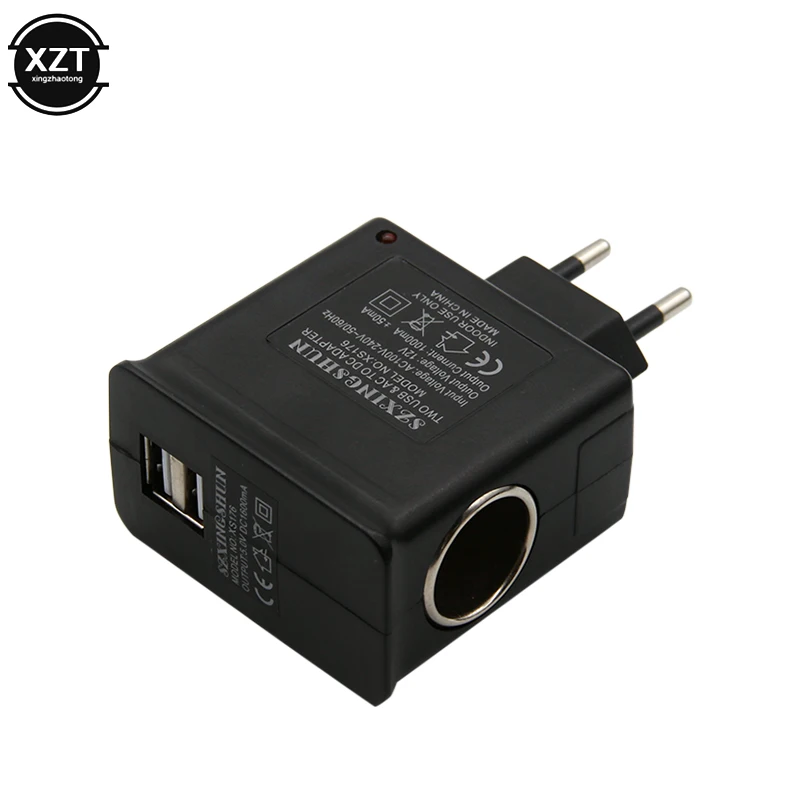 Зарядное устройство с двумя USB портами и европейской вилкой 5 В 2 А для телефона