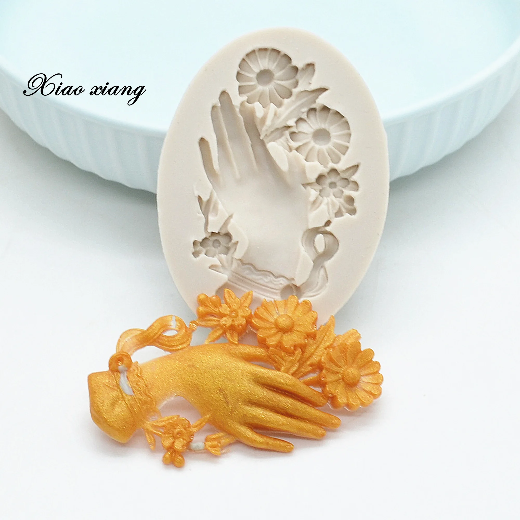 Виктория с цветами силиконовый помадной форма для выпечки конфеты глины