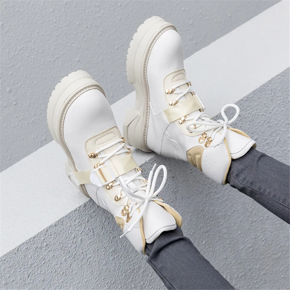 

Brand Fashion Round Toe Motorcycle Ankle Boots Casual Sneakers Autumn Winter Warm Top Quality Shoes Woman Basic Aiyoway