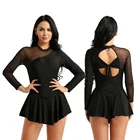 Женское танцевальное платье балерины для выступлений, женское платье с открытой спиной для катания на коньках, комбинированное балетное танцевальное гимнастическое трико, костюмы, платье