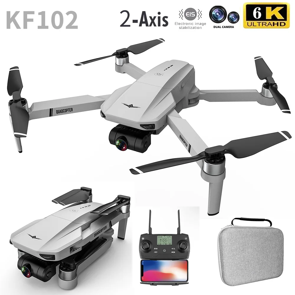 2021 Новый KF102 Дрон 6k HD двойной Камера 2 осевой карданный бесщеточный мотор GPS