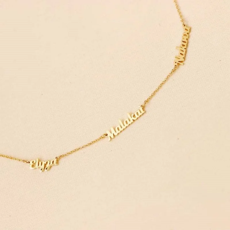 Popular Multiple Name Necklace Nameplate Pendant Necklaces Stainless Steel Custom Necklace Chain Collares Para Mujer Jewelry
