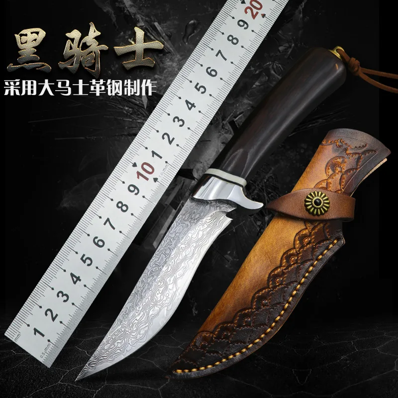 

Handmade Damascus Steel 9.4 Inches Hunting Knife White Steel Head + G10 Material + Ebony Handle with Damascus Steel Guards