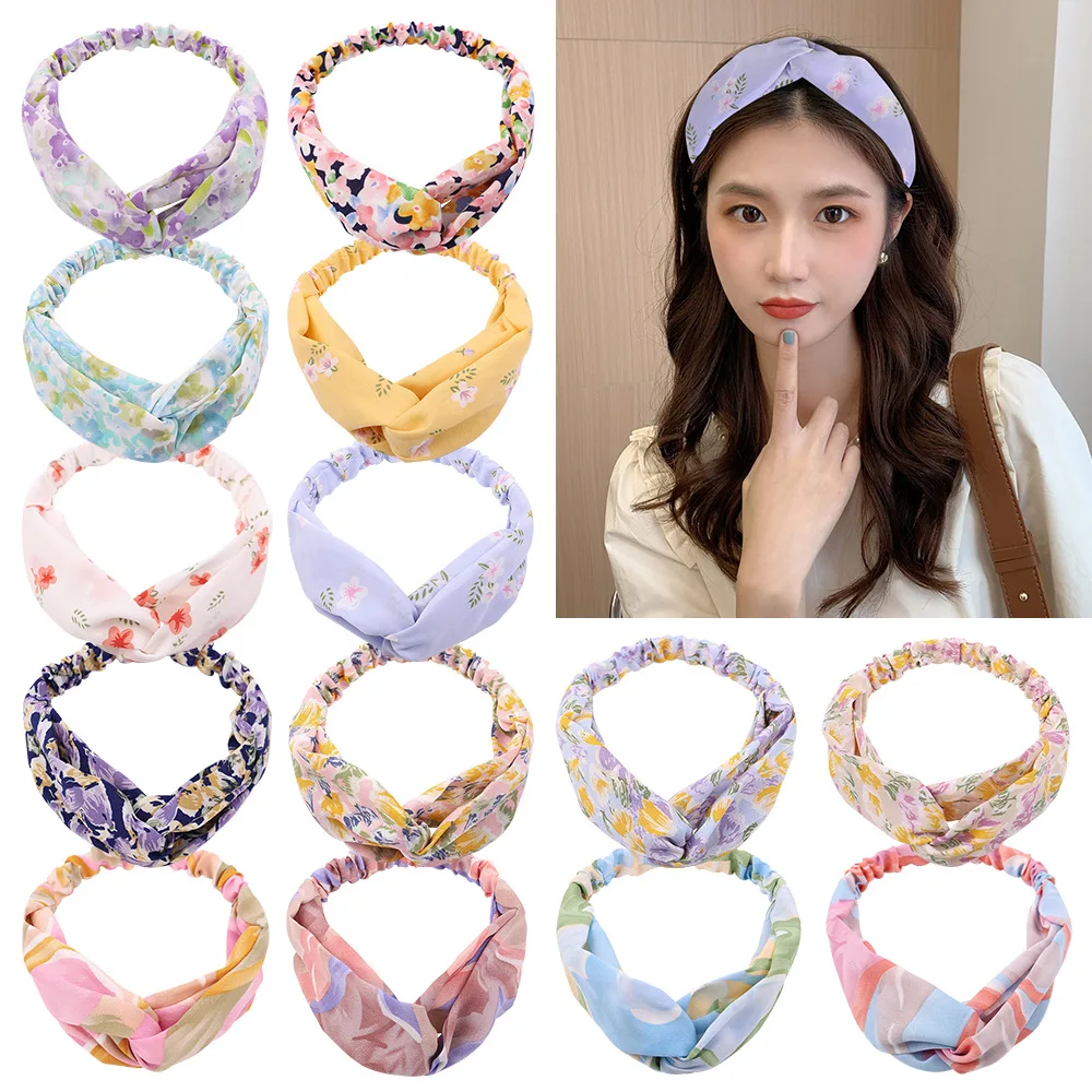 

Fashion Girls Candy colors Hair Bands Print Headbands for Women Vintage Cross Turban Bandage Bandanas HairBands Hair Accessories