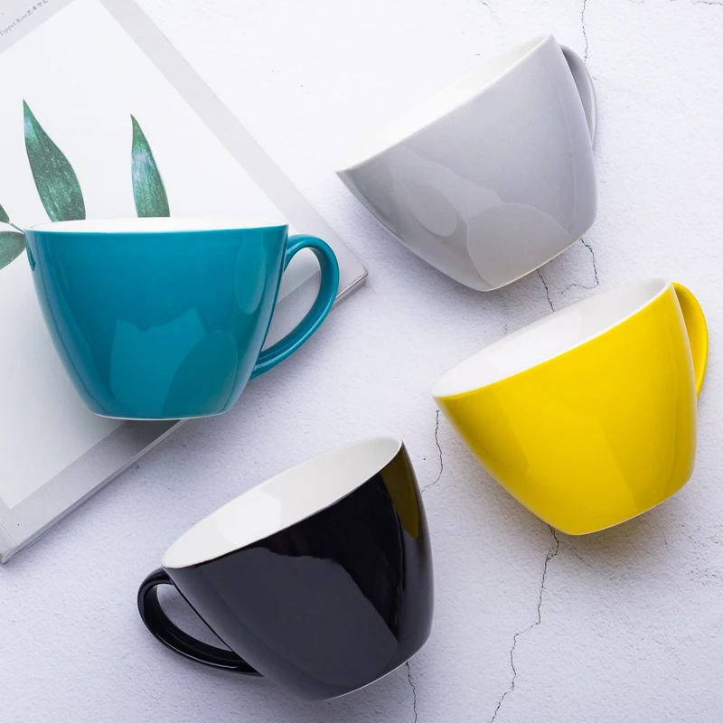 Современная керамическая кофейная чашка с ручкой из костяного фарфора кружки