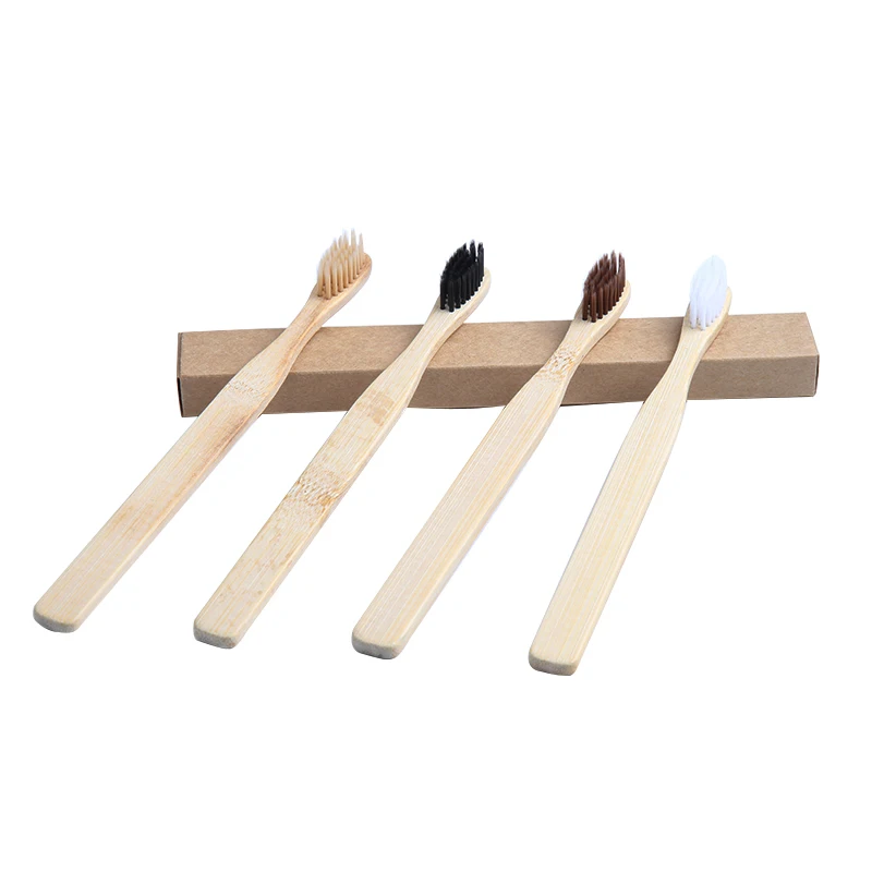 4 шт./компл. зубная щетка из натурального бамбука экологически чистый