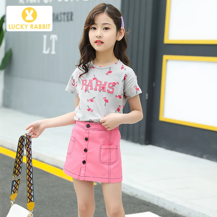 Футболка с коротким рукавом и рисунком фламинго для девочек-подростков розовая