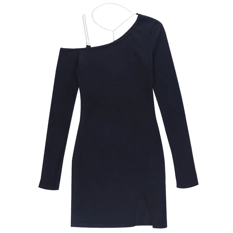 

Gothic Vintage Black Dress Sexy Off Shoulder Harajuku Dresses Punk Side Split Hollow Out Dress Elegant High Waist Dress