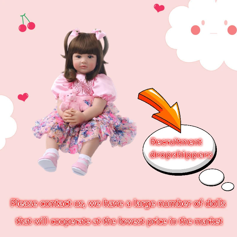22'' Handmade Newborn Girl Doll Realistic Baby Vinyl Princess with Pink Clothes Kids Toy Birthday Gift for Girls|doll toys|toys girlsreborn