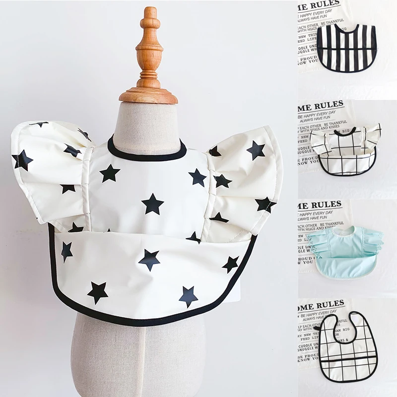 

2021 Newborn Feeding Bibs Baby Accessories Anti-dirty Waterproof Bib Infant Striped Printing Bib for Apron Pocket Baby Items