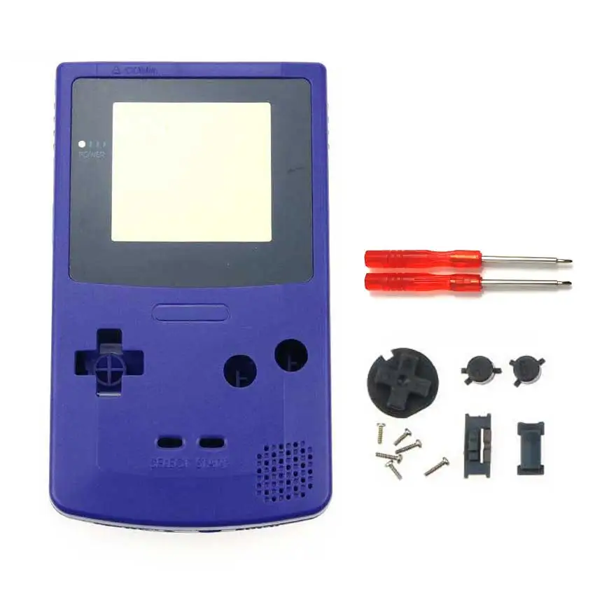 YuXi полный корпус оболочка Крышка запасная часть для nintendo для Gameboy цвет консоль GBC чехол с инструментами - Цвет: Purple