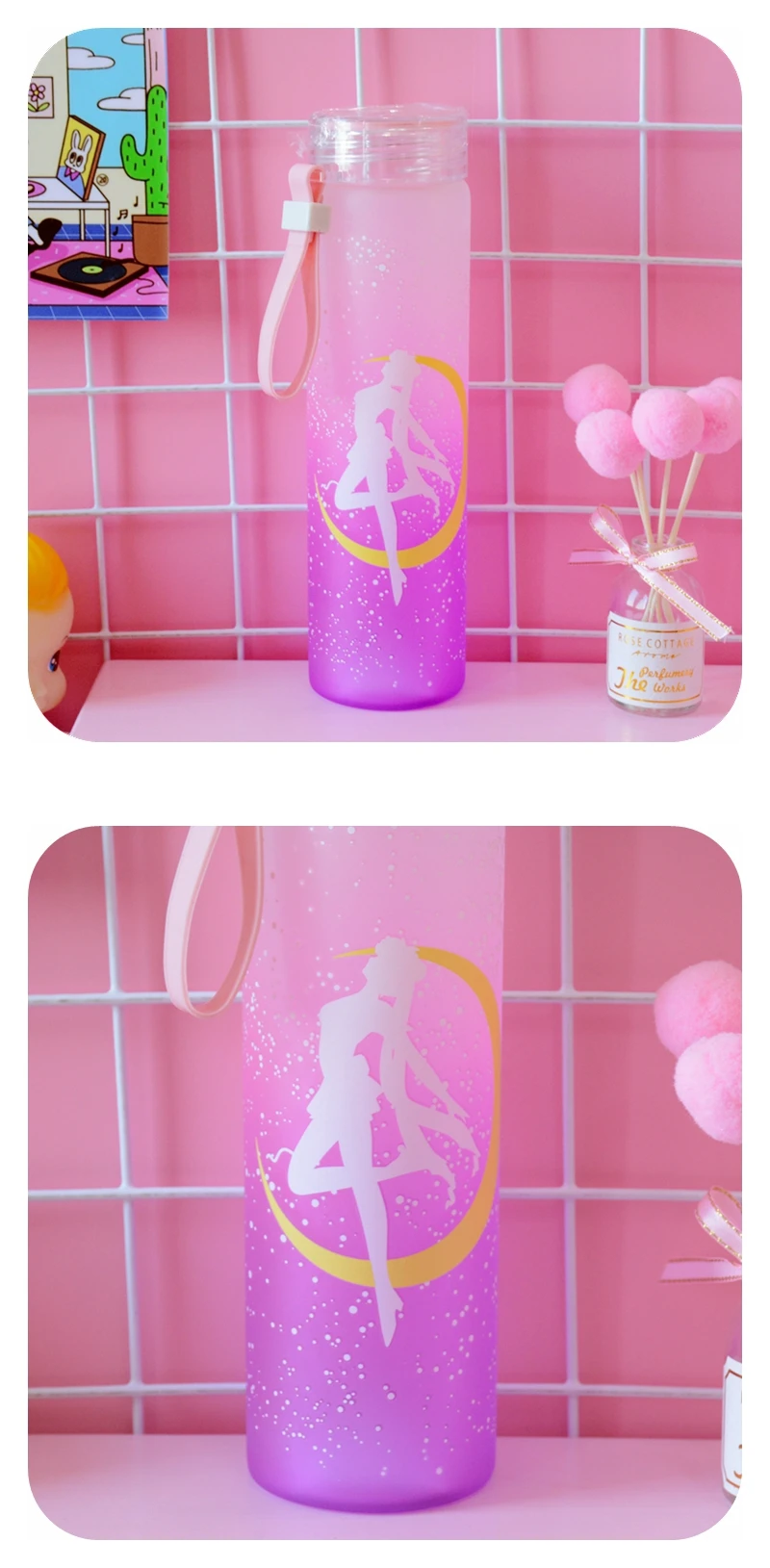 Сейлор Мун воды термоустойчивая чашка сопротивление высокой емкости портативный Teacup аниме косплей розовый держатель бутылки воды подарок