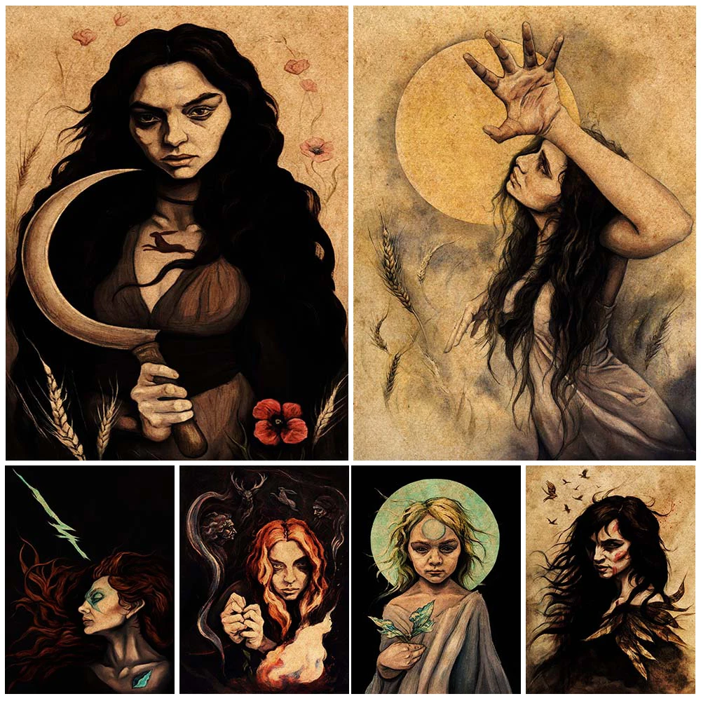 

Ravens Princess Witchcraft And Magic Art Poster And Prints Witch Vintage Wall Art Canvas Painting For Living Room Decor Unframed