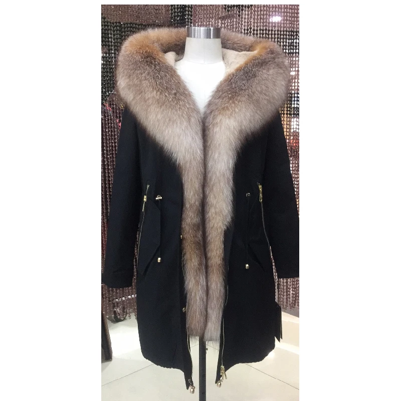 Женская зимняя парка пальто куртка с воротником лисьим длина 94 см качественная