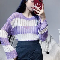 cheap wholesale 2021 spring summer autumn new fashion casual warm nice women sweater woman female ol striped sweater bay111