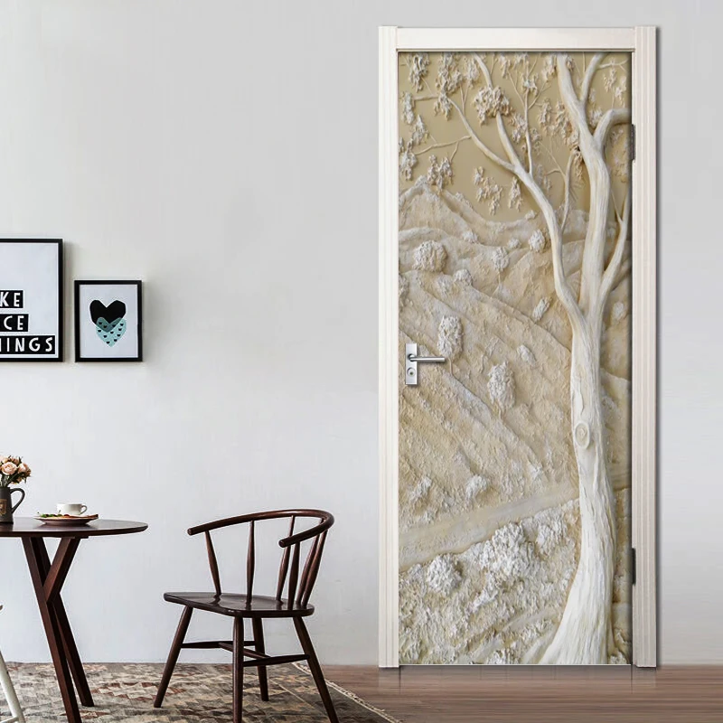Съемные дверные наклейки европейские 3D тисненые старые деревья