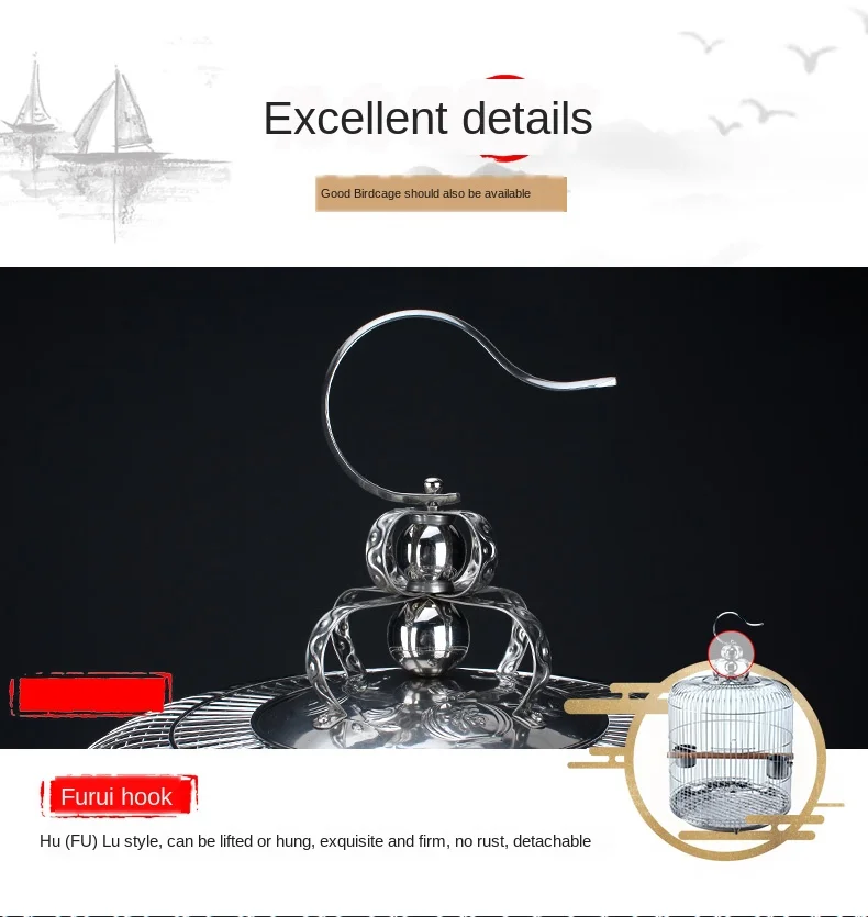 

Stainless Steel Bird Cage Large Round Bird Nest Parrot Thrush Kages Bird Kages House Outdoor Hanging Decoration Metal Nest Hoose