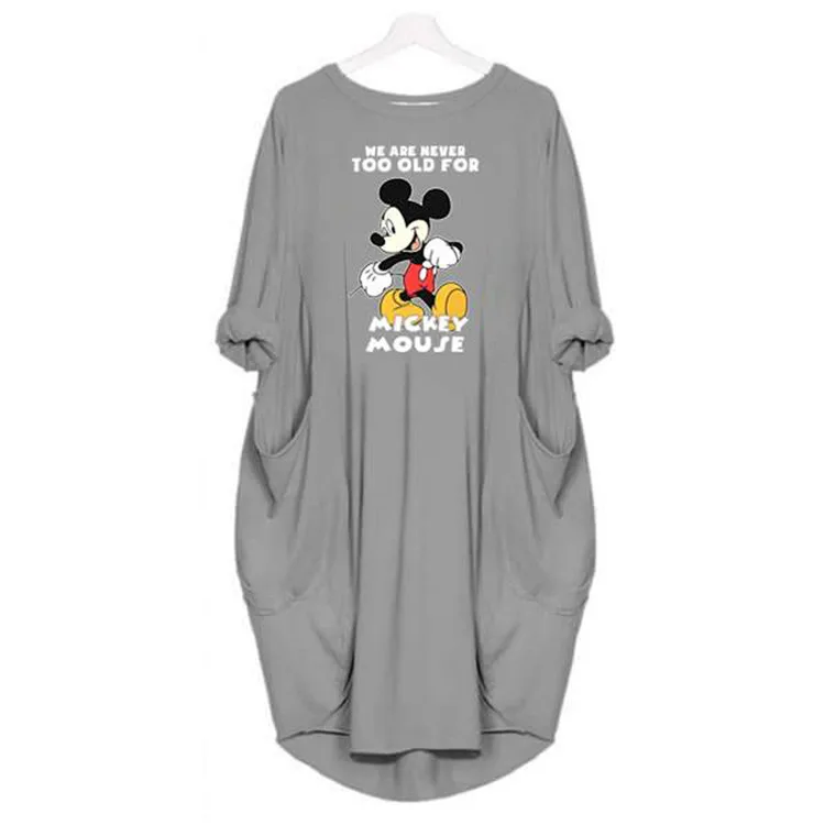 Gray Benemaker Plus 5XL Maternity Mickey Mouse Dresses Women's Pregnancy Long Sleeve Dress Clothes For Women Pregnant Nursing YC011 - Цвет: Gray