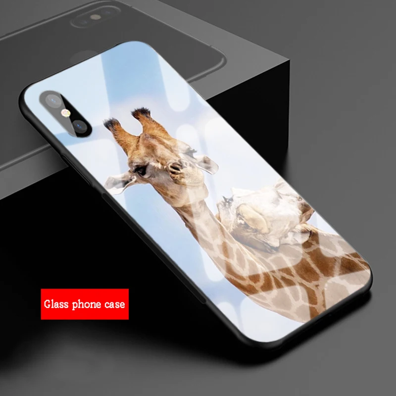 Чехол для телефона из закаленного стекла с изображением жирафа iphone 13 12 11 Pro Max 5 6 7 8