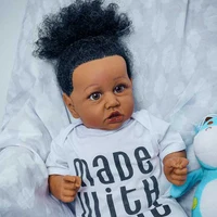 22inch About 56cm Cloth Body America Silicone Baby Black Dolls Soft Body Lifelike Menina Reborn Doll Have Cry Heartbeat Switch