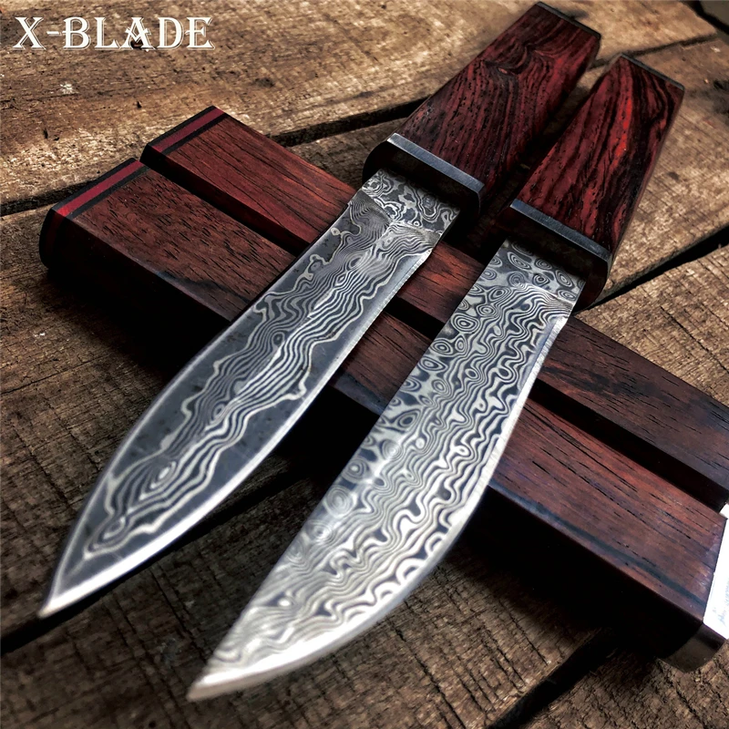Дамасский стальной японский самурайский тактический нож уличный охотничий