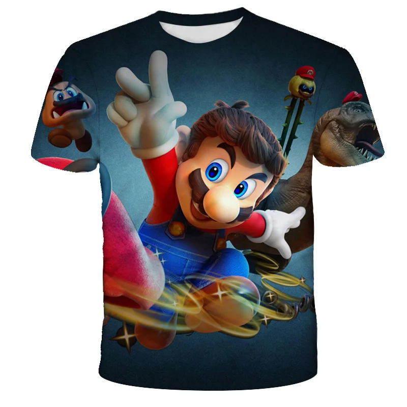 Camiseta con estampado 3D de Mario Game para ni&ntilde;os y ni&ntilde;as, novedad de verano 2021, venta directa de f&aacute;brica-5