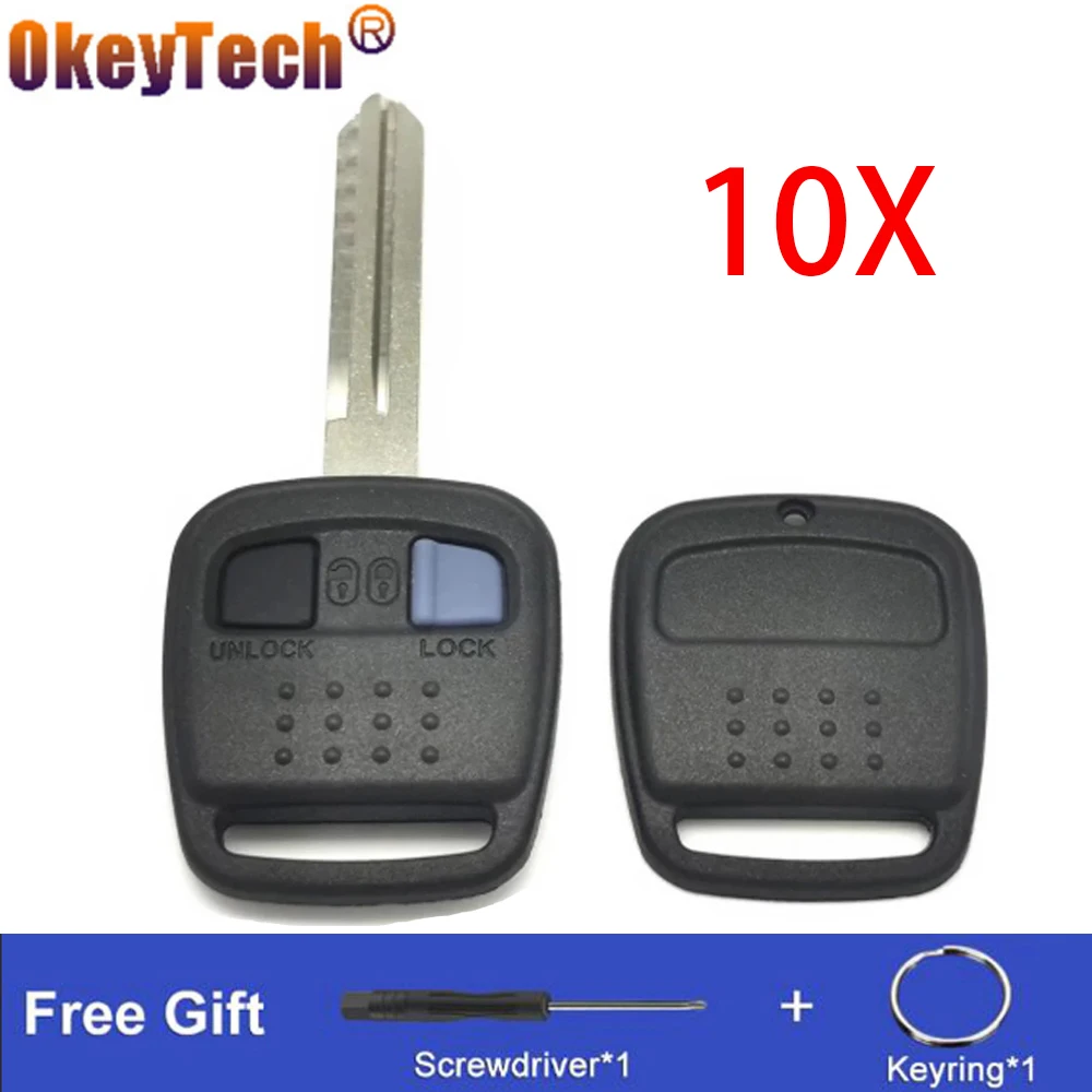 

OkeyTech 10PCS/ Lot Remote Car Key Shell For Nissan Bluebird 2 Button Replacement Fob Transponder Car Key Blank Shell Case Cover