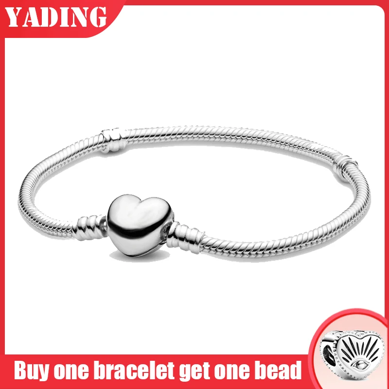 

FIT original authentic 925 sterling silver pando charm chain bracelet for women fashion classic luxury jewelry heart bracelet