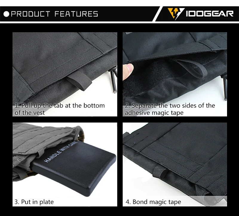 IDOGEAR баллистическая фиктивная пластина набор 9 ''x 12'' аксессуары для переноски панели набор для AVS JPC тактический охотничий жилет бронежилет черный