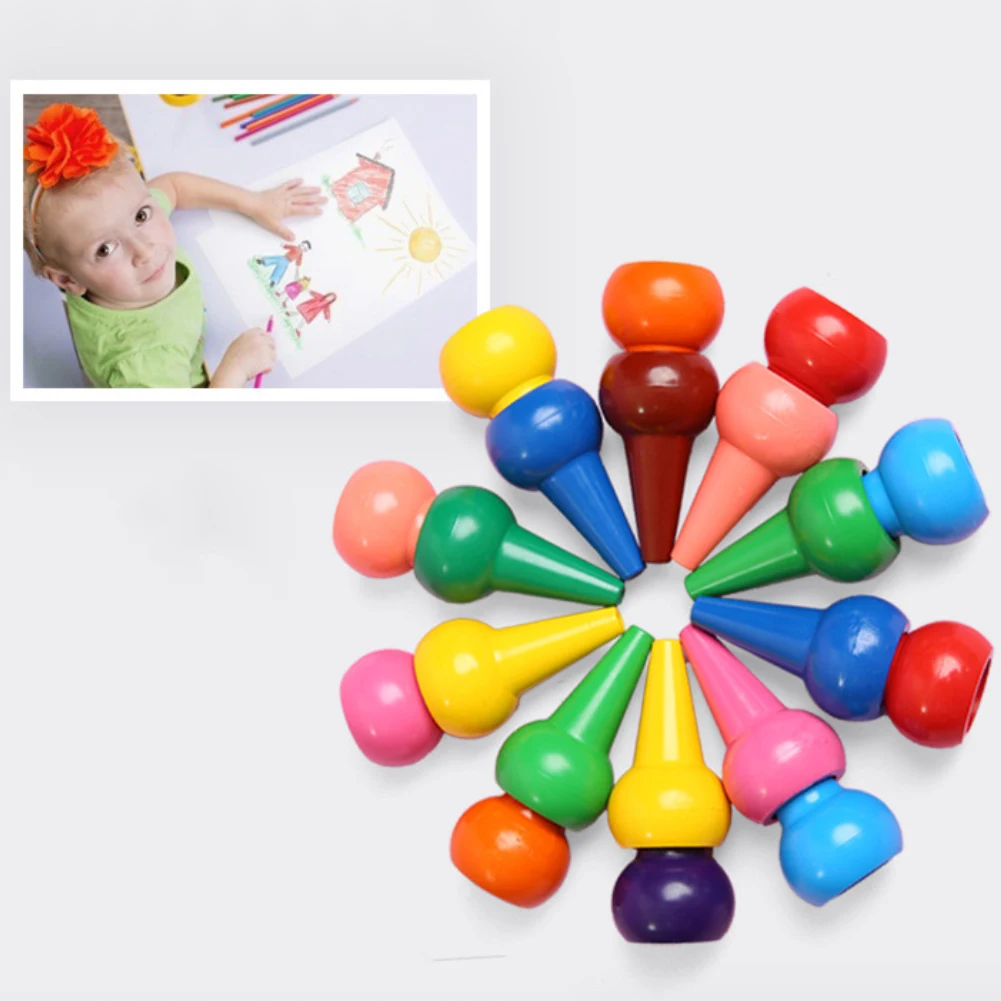 

12Pcs Kids Baby Non-Toxic Finger Paint Palm Grip Crayons for Babies Toddler Crayons Washable Finger Paint Toys For Children