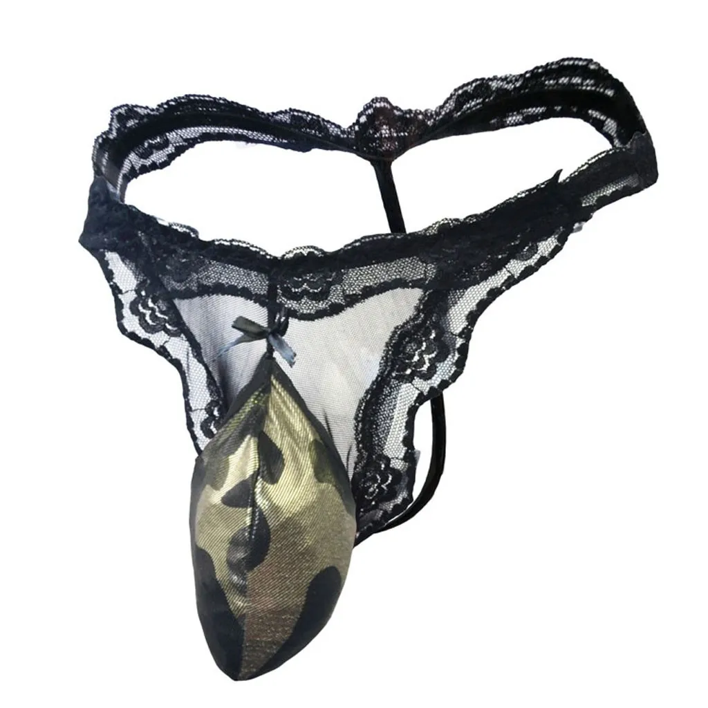 

Bulge Pouch Men Sexy G-string thong Lace T Back Lingerie Thong Erotic Underwear Sexy erotic