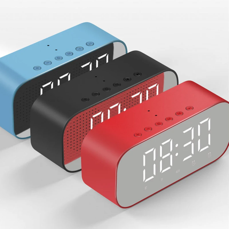Bluetooth With Radio LED Mirror Alarm Clock Subwoofer Portable Music Player Snooze Smart Desktop For Home | Дом и сад